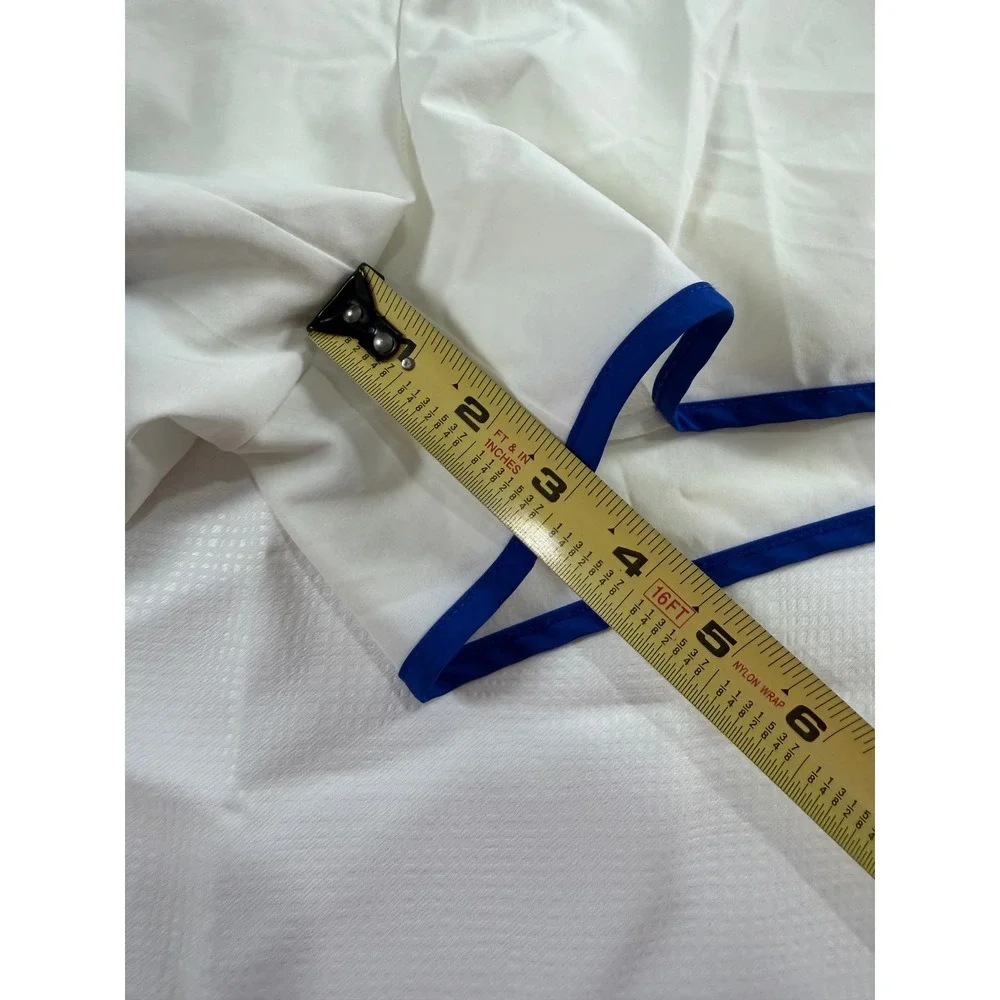 BIKE Mens White Retro Athletic Dolphin Shorts BAM200 Blue Trim Medium